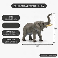 Mainan Figur Hewan Safari PVC Abu-abu 45x19x18.5cm Gajah Safari Mainan Edukatif Dekorasi Meja Anak