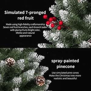 Pointed <b>Spray</b> White Pine Cones Red Berries Eco-friendly PVC Material Metal Stand Christmas Tree Hotel Mall Decoration <b>Set</b> - Product Image 6