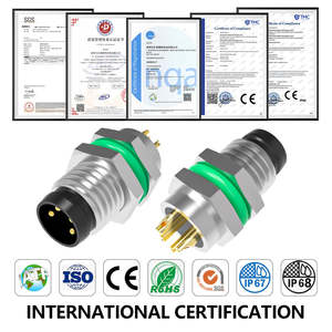 Connecteur de panneau circulaire à 4 broches mâle étanche IP67 IP68 à fixation frontale avec contacts à souder M8 - Product Image 2