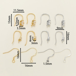 S925 Sterling Silver And Gold Plated <b>Earring</b> <b>Hooks</b> With Cubic Zirconia For <b>Earring</b> Making Jewelry Findings Components - Product Image 2