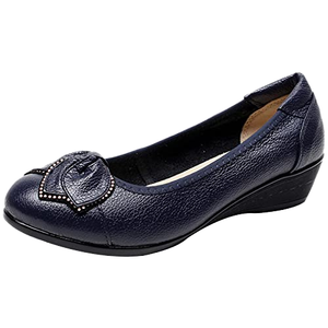 Chaussures plates décontractées en cuir véritable pour femme, grandes tailles 35-41, avec nœud, légères, antidérapantes, pour usage quotidien, fabrication solide - Product Image 1