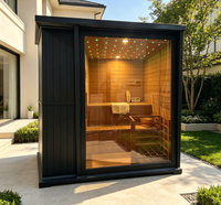 Sauna extérieur en cèdre imperméable certifié ETL pour 4 personnes, cabine de sauna sec en cèdre rouge pour usage domestique