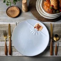 Assiette de table en porcelaine fine bleue et rose, motif ours de dessin animé, écologique, avec couvercle, vaisselle mignonne