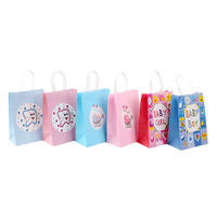 Sac cadeau en papier kraft blanc mignon avec poignée pour baby shower, baptême chrétien, emballage de vêtements pour enfants, sac à main, utilisation pour bougies