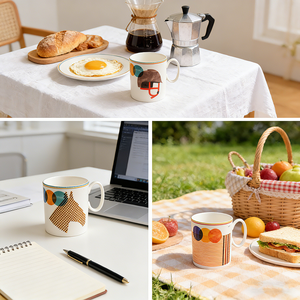 Artistic Geometric Color Block <b>Ceramic</b> Coffee <b>Cup</b> Household Water <b>Cup</b> Mug Geometric Contrasting Bone China A Great Gift - Product Image 6