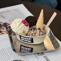 Bol en plastique jetable en forme de bateau pour crème glacée, plateau à collation, smoothie, usage commercial, impression de logo, qualité alimentaire, Chine
