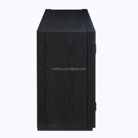 Console de salon 70 ''en bois de chêne américain Style bois massif Armoire à 4 portes en verre avec rotin pour buffet multimédia domestique