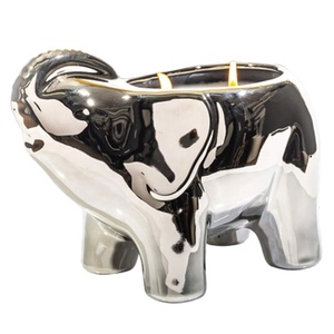 Custom Handmade Electroplated Ceramic Animal Vessel Filling Scented Wax <strong>Candle</strong> Porcelain Exterior <strong>Elephant</strong> Shaped Jar <strong>Candle</strong> - Product Image 1