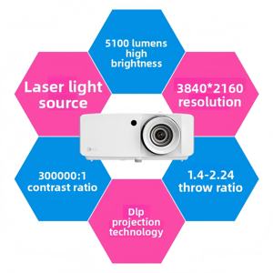 Projecteur de cinéma maison portable Optoma ZK551, 5100 lumens, laser 4K Ultra-HD, 3D, sans écran, cinéma privé en intérieur - Product Image 5