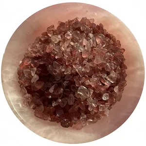 Bulk wholesale 1Kg Strawberry Quartz Chips stones healing crystal gravels mixed quartz chips for home decor