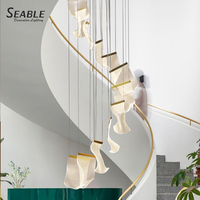 Plafonnier suspendu en acrylique transparent et doré, design moderne, luminaire décoratif d'intérieur, idéal pour des escaliers, livraison directe depuis l'usine