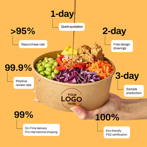 500ml 2000ml Logo personalizzato artigianato di carta Kraft zuppe per il confezionamento di pasta per insalata <span class=keywords><strong>biscotti</strong></span> hamburger frutta verdure tazze zuppa - Product Image 6