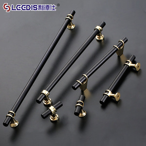 Lccdis Modern Minimalist Long Cabinet Door Handles Black Bar Shape <b>Wardrobe</b> Furniture <b>Hardware</b> Durable Aluminum Alloy Zinc Alloy - Product Image 1