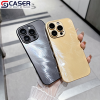 Meistverkaufte Farbverlauf-Laser-Goldfeder-Handyhülle für iPhone 16 Promax Plus Pro 17 16 15 Glänzende Einfarbige Kameraschutz-Hülle