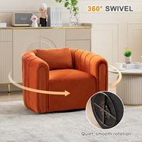 Chaise à baril pivotante orange moderne Fauteuil confortable en velours d'appoint pour la maison ou l'hôtel Entièrement assemblé