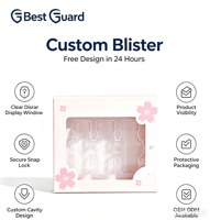 Kemasan Blister PET Tebal 1mm Kustom, Dapat Didaur Ulang, Transparan, Model Clamshell untuk Palet Bronzer Blush, Kotak Makeup dengan Desain Logo/Grafis Kustom
