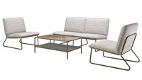 Canapé de jardin moderne sans accoudoirs, 72x60x80cm, ensemble de canapés de patio, coussin imperméable, cadre noir, Uetco