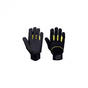 JNA GROUP Black PU Safety <b>Gloves</b> Textured Fingertips 4 Mil Thickness <b>Silicone</b>-free Elastic Wristband Anti-Slip General Purpose - Product Image 1