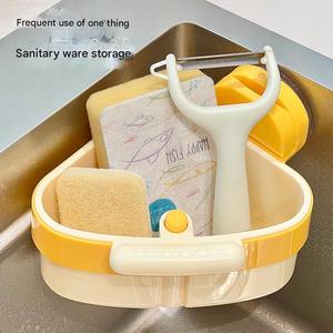 Nouveau 2025 – Panier égouttoir d'angle triangulaire écologique réutilisable à ventouse, avec passoire en <span class=keywords><strong>plastique</strong></span> détachable et vidange à une touche - Product Image 6
