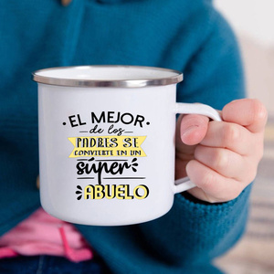Tazas de Acero Inoxidable Esmaltadas de Alta Calidad, el <span class=keywords><strong>Mejor</strong></span> Regalo Familiar para Abuelos, para Café, Jugo, Chocolate Caliente - Product Image 2