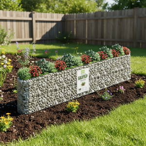 GALVYEP Bac à fleurs surélevé en gabion, en fer galvanisé argenté, style rustique - Product Image 2