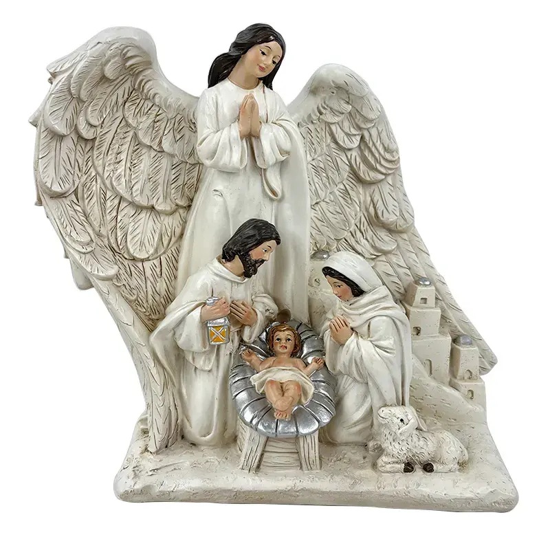 Exclusivamente projetado Católica Mary Joseph Baby Jesus resina Natividade Guardian Angel estátua