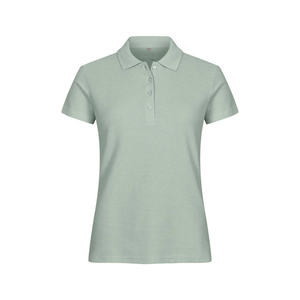 Polo décontracté pour femme en coton uni avec bordure en tissu, manches courtes, détails raffinés, style minimaliste et élégant - Product Image 1