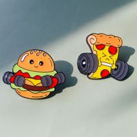 Broches de sport de dessin animé, badges mignons en forme de beignets, pizzas, glaces, hamburgers, épingles à revers en émail doux utilisées pour la promotion de la salle de sport
