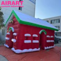 Maison gonflable de Noël de qualité commerciale avec cheminée, cloche dorée et neige, taille personnalisée, pour extérieur