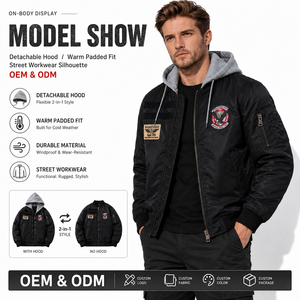 Giacca Bomber Vintage in Pelle e Tela CWU-45 <span class=keywords><strong>Top</strong></span> Gun da Uomo, Traspirante, Invernale, per Esterni, con Logo Personalizzato - Product Image 3