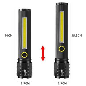 Linterna LED Recargable por USB, Cuerpo de Aleación de Aluminio con Luz Lateral, Linterna Portátil para Camping, 100-1000 Lúmenes, Regulable - Product Image 2