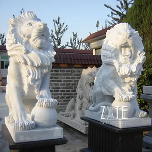 Nouvel article sculpté à la main, décoration en marbre, statues de lions