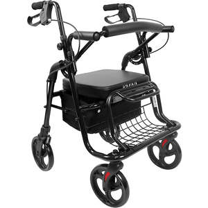 Andador/Silla de Ruedas (2 en 1), Andador con Silla para Personas Mayores y Adultos, Negro, KMINA K10047 - Product Image 3