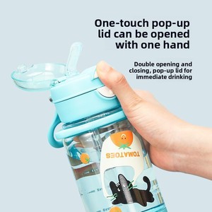 Bouteille d'eau portable en Tritan de type <span class=keywords><strong>paille</strong></span> Hilo pour hommes, femmes, étudiants et enfants – Double ouverture pour boire – Idéale pour l'été et le sport - Product Image 4