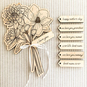Bouquet de fleurs en bois sculpté au Laser, cadeau de fête des mères pour maman, grand-mère, cadeau d'anniversaire - Product Image 2
