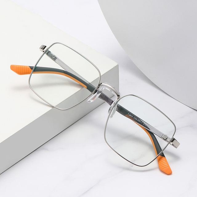 TJ843 Metal Large Frame Glasses 2026 Brand Frame Anti Blue Light Metal Frames Stripe Leg Men Women Fashion Computer Eyeglasses