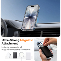 Coque de téléphone magnétique personnalisée en gros pour iPhone 17, transparente avec support rotatif, cadre métallique pour objectif, antichoc