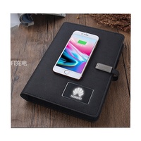 Clé USB 16 Go avec coque rigide en cuir PU, fournitures de bureau, journal, logo personnalisé, chargeur sans fil, bloc-notes avec batterie externe 8000 mAh