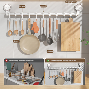 Support <span class=keywords><strong>mural</strong></span> à ventouse avec crochets pour ustensiles de <span class=keywords><strong>cuisine</strong></span> et vaisselle, <span class=keywords><strong>rangement</strong></span> de <span class=keywords><strong>cuisine</strong></span> - Product Image 2