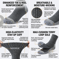 Chaussettes de travail hiver rembourrées, robustes, respirantes, écologiques, en coton épais, séchage rapide, de sécurité pour hommes