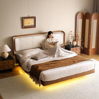 Eschenholz Hochbett mit Stauraum, Schlafzimmer, Hochwertig, Elegant, Neuer Mittelalterlicher Stil, Stoffbezug, Anpassbares Bett