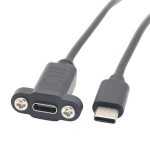 Cable DE DATOS USB 3,1 tipo C personalizado Cable de extensión macho a hembra con bloqueo de tornillo de montaje en panel con aislamiento de nailon de PVC PTFE - Product Image 1