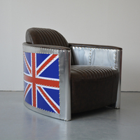 Canapé Aviateur Industriel en Aluminium et Cuir, Ensemble de Meubles de Salon, Style Américain Rétro, Canapé 1, 2 ou 3 Places, Style Mid-Century