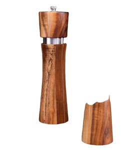 Wholesale <b>Mini</b> 6 Inch Eco-Friendly Portable Acacia Wood Manual Pepper <b>Grinder</b> Mill Salt and Pepper Set for Home and Kitchen - Product Image 2