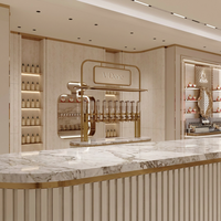 Kiosque de présentation de parfums modulaire personnalisé, bar à parfums mobile avec vitrine en verre éclairée par LED pour les magasins de vente de parfums