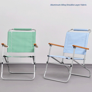 Sedia Pieghevole in Lega di Alluminio a Righe Retrò, Sedia Portatile per <span class=keywords><strong>Campeggio</strong></span> e Tempo Libero - Product Image 2