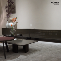 Meuble TV NORYA en Noyer Massif Style Rétro Moderne, Console Multimédia Écologique pour Salon, Chambre et Salle à Manger
