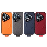 Étui de téléphone en cuir à adsorption magnétique en fibre de carbone TPU pour Huawei Pura 90 Pro Max 80 Ultra, coque antichoc