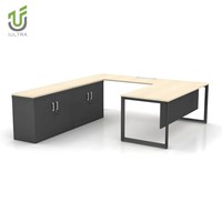 Bureau de direction IULTRA, design moderne minimaliste, durable, modulaire, facile à assembler, respectueux de l'environnement, blanc, 140 cm, en forme de L, pour bureau