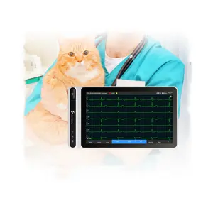 Touchscreen Dierlijke Medische Mobiele Hartmonitor Handheld Draagbare 6 9 12 Kanaals Veterinaire Ecg Machine